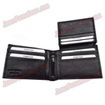 #3346 BIFOLD Leather Wallet, 2 ID Window Slots,, 9 Credit Card Slots & Zippered Compartment , Flipped Up