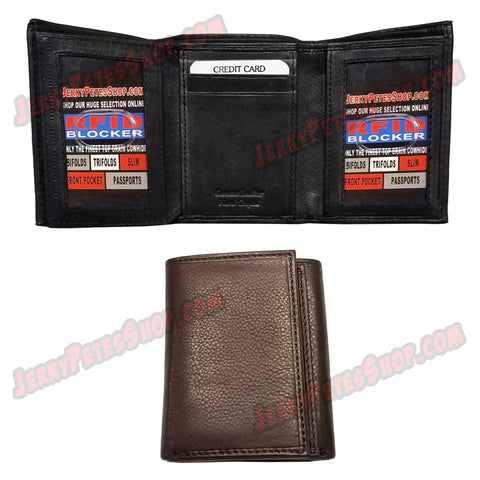 #62368 RFID Protected Leather TRIFOLD Wallet, 2 ID Window Slots, 9 Credit Card Slots & 2 Pockets